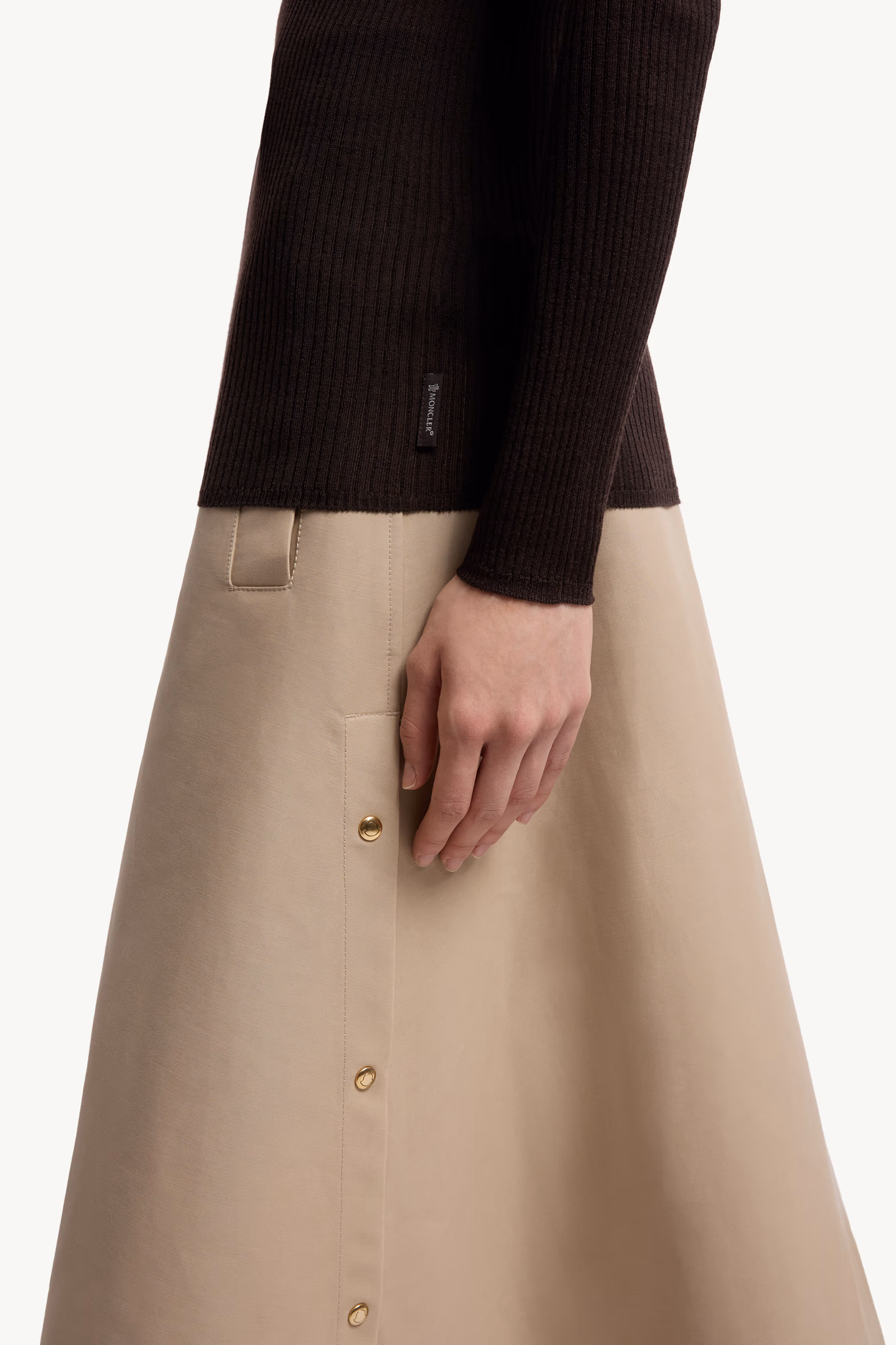 Wool Long Sleeve Polo Shirt Women Brown Moncler 6